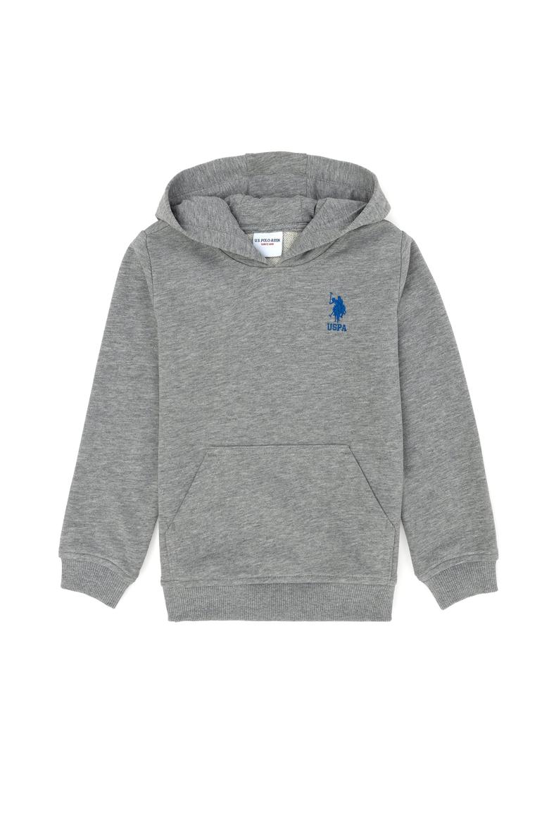 Erkek Çocuk Gri Melanj Kapüşonlu Sweatshirt - 50274217015