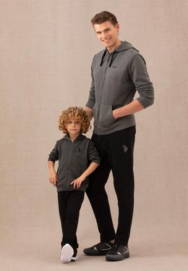 Erkek Çocuk Antrasit Melanj Basic Kapüşonlu Sweatshirt - 50273746100