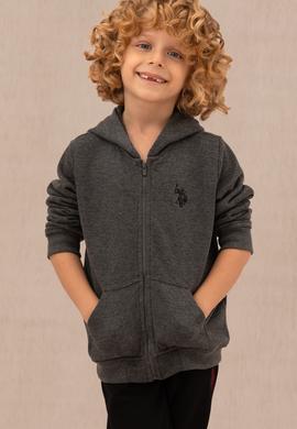 Erkek Çocuk Antrasit Melanj Basic Kapüşonlu Sweatshirt - 50273746100