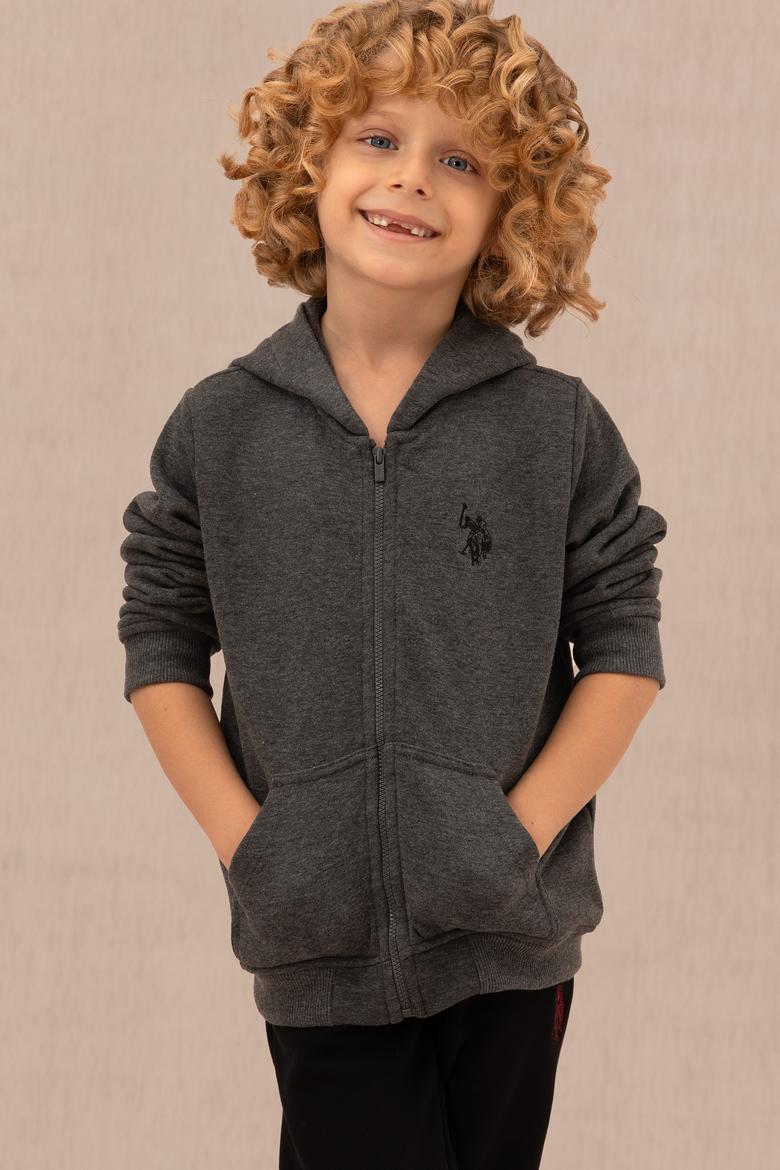 Erkek Çocuk Antrasit Melanj Basic Kapüşonlu Sweatshirt - 50273746100