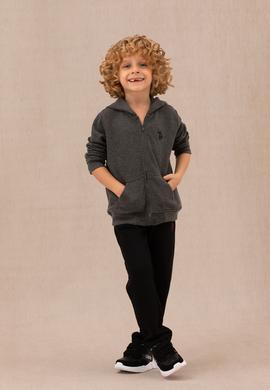 Erkek Çocuk Antrasit Melanj Basic Kapüşonlu Sweatshirt - 50273746100