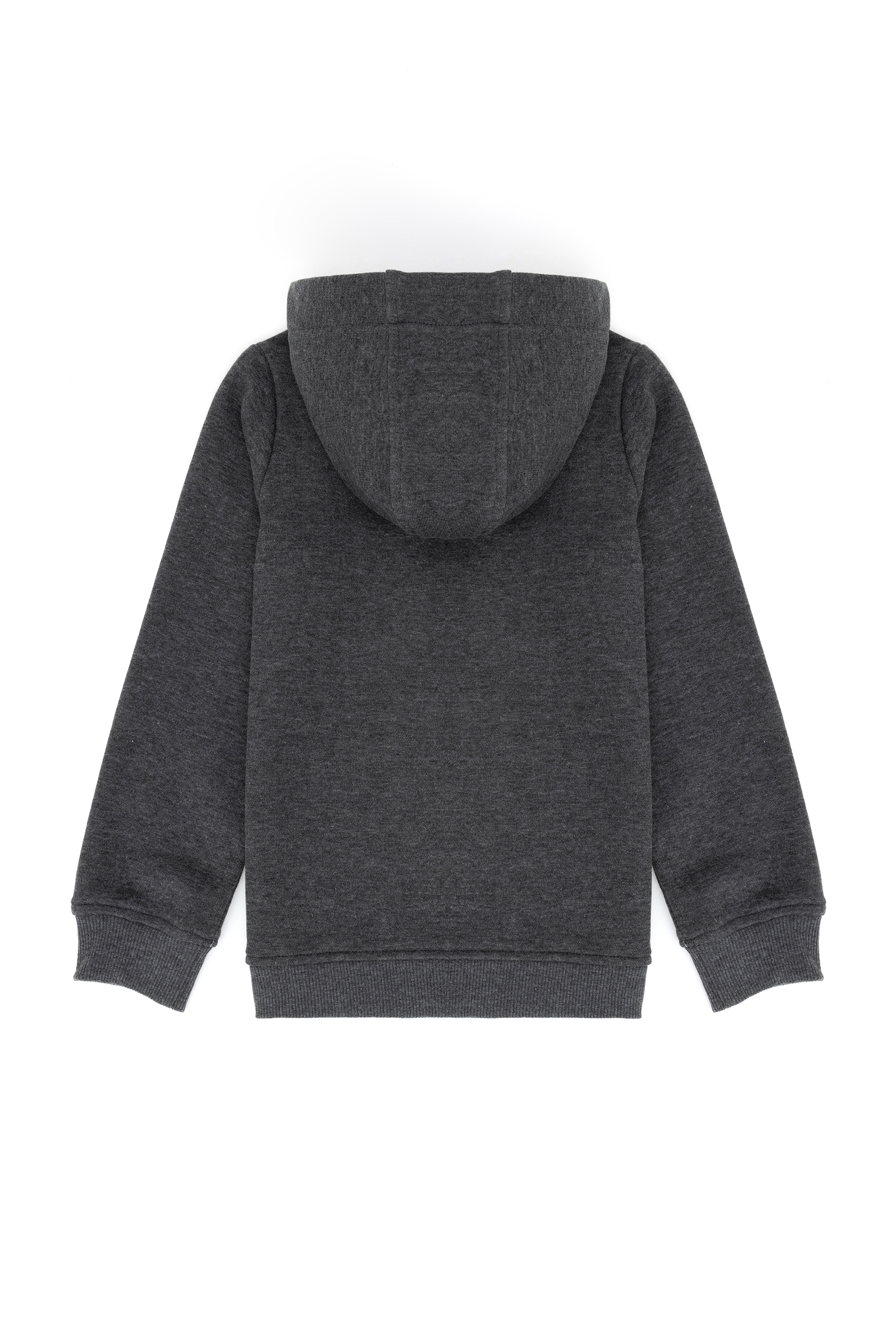 Erkek Çocuk Antrasit Melanj Basic Kapüşonlu Sweatshirt - Image 5