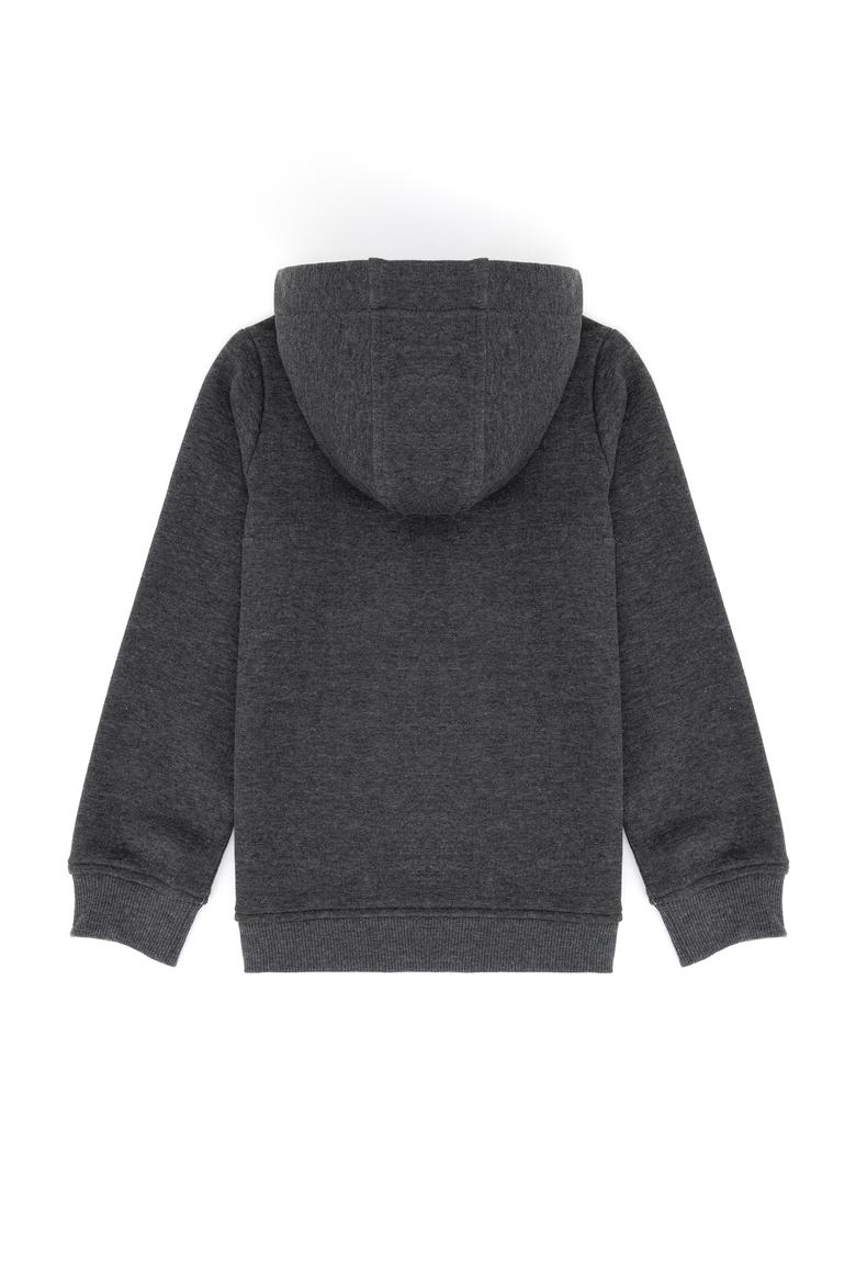 Erkek Çocuk Antrasit Melanj Basic Kapüşonlu Sweatshirt - 50273746100