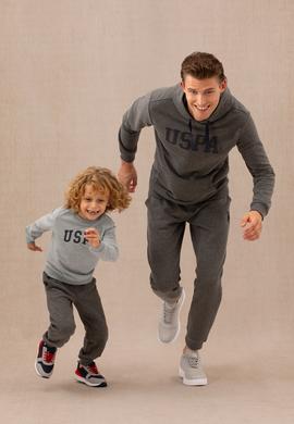 Erkek Çocuk Gri Melanj Basic Bisiklet Yaka Sweatshirt - 50273757014