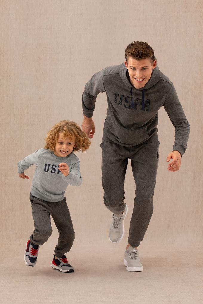 Erkek Çocuk Gri Melanj Basic Bisiklet Yaka Sweatshirt