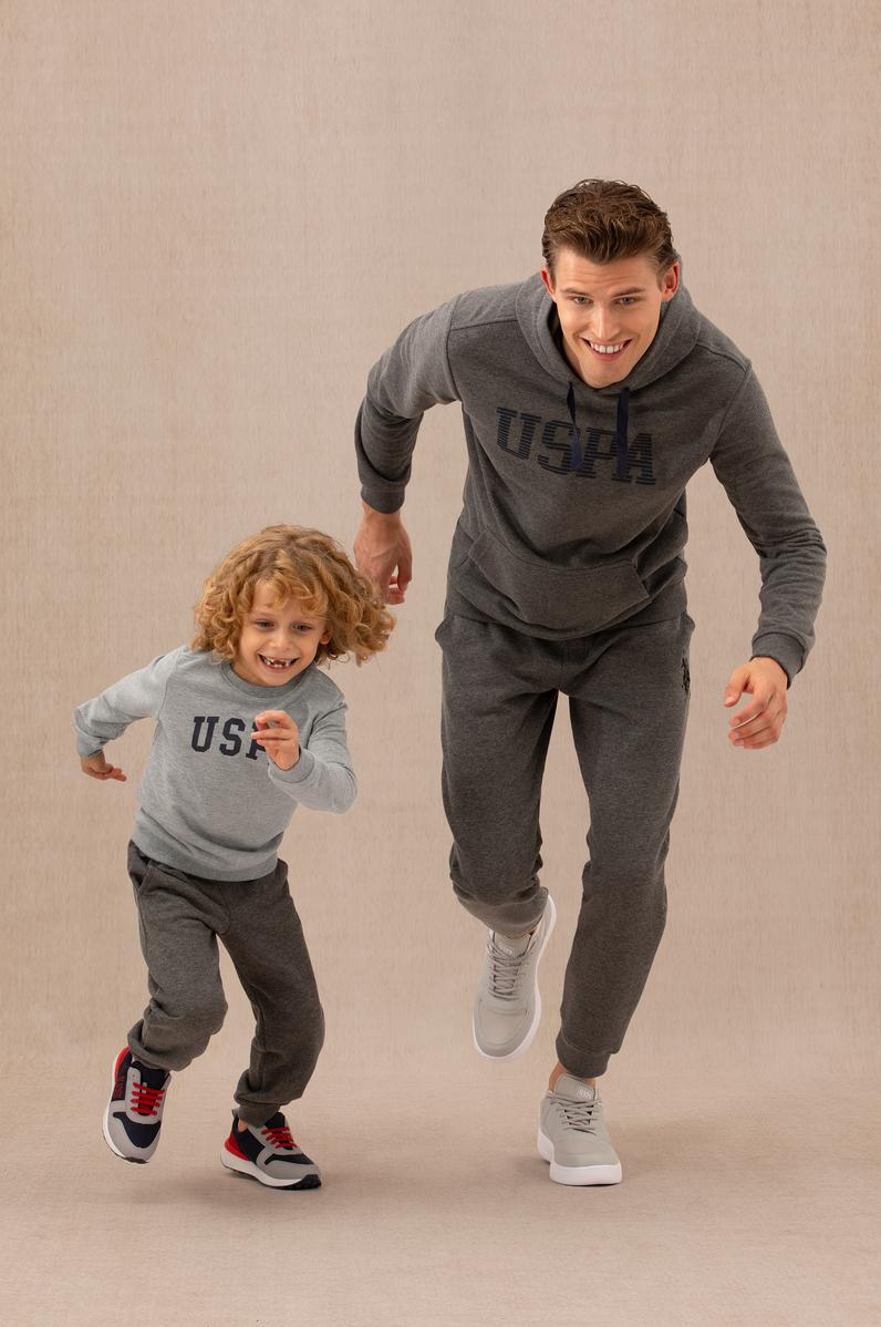 Erkek Çocuk Gri Melanj Basic Bisiklet Yaka Sweatshirt