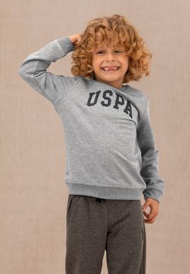 Erkek Çocuk Gri Melanj Basic Bisiklet Yaka Sweatshirt - 50273757014