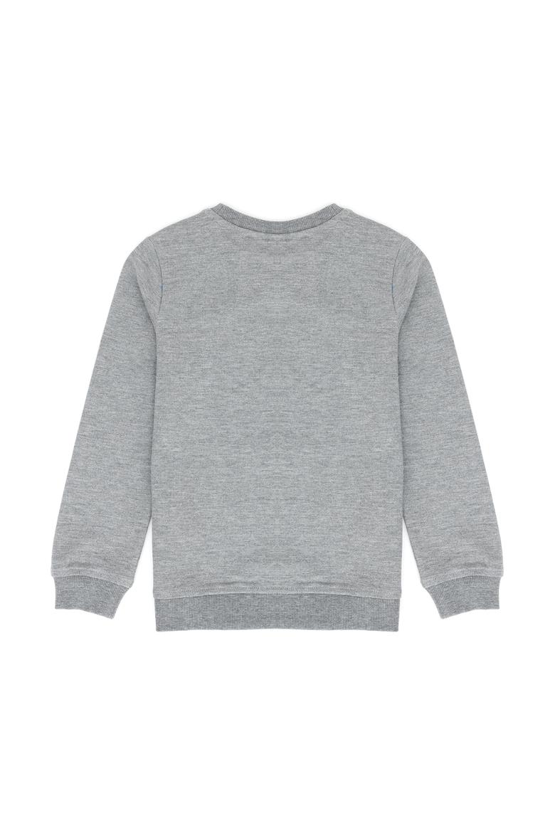 Erkek Çocuk Gri Melanj Basic Bisiklet Yaka Sweatshirt - 50273757014