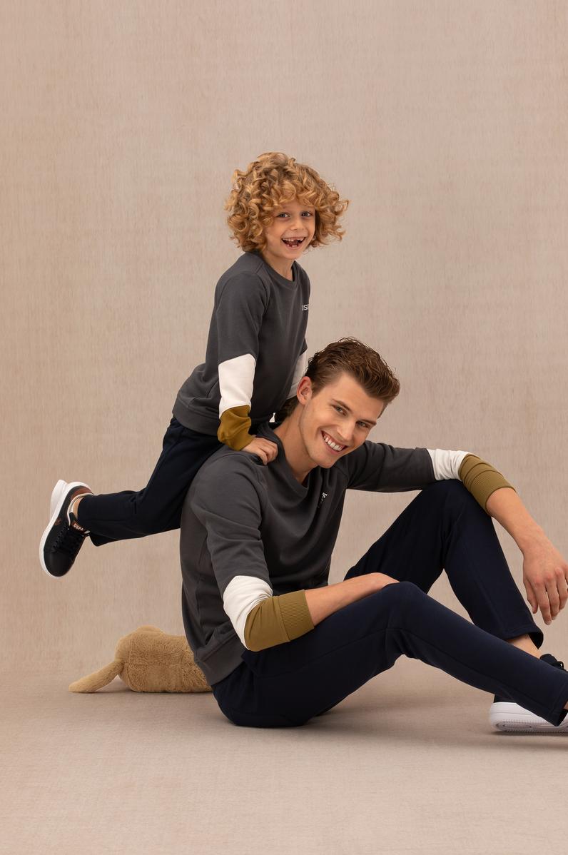 Erkek Çocuk Antrasit Bisiklet Yaka Sweatshirt