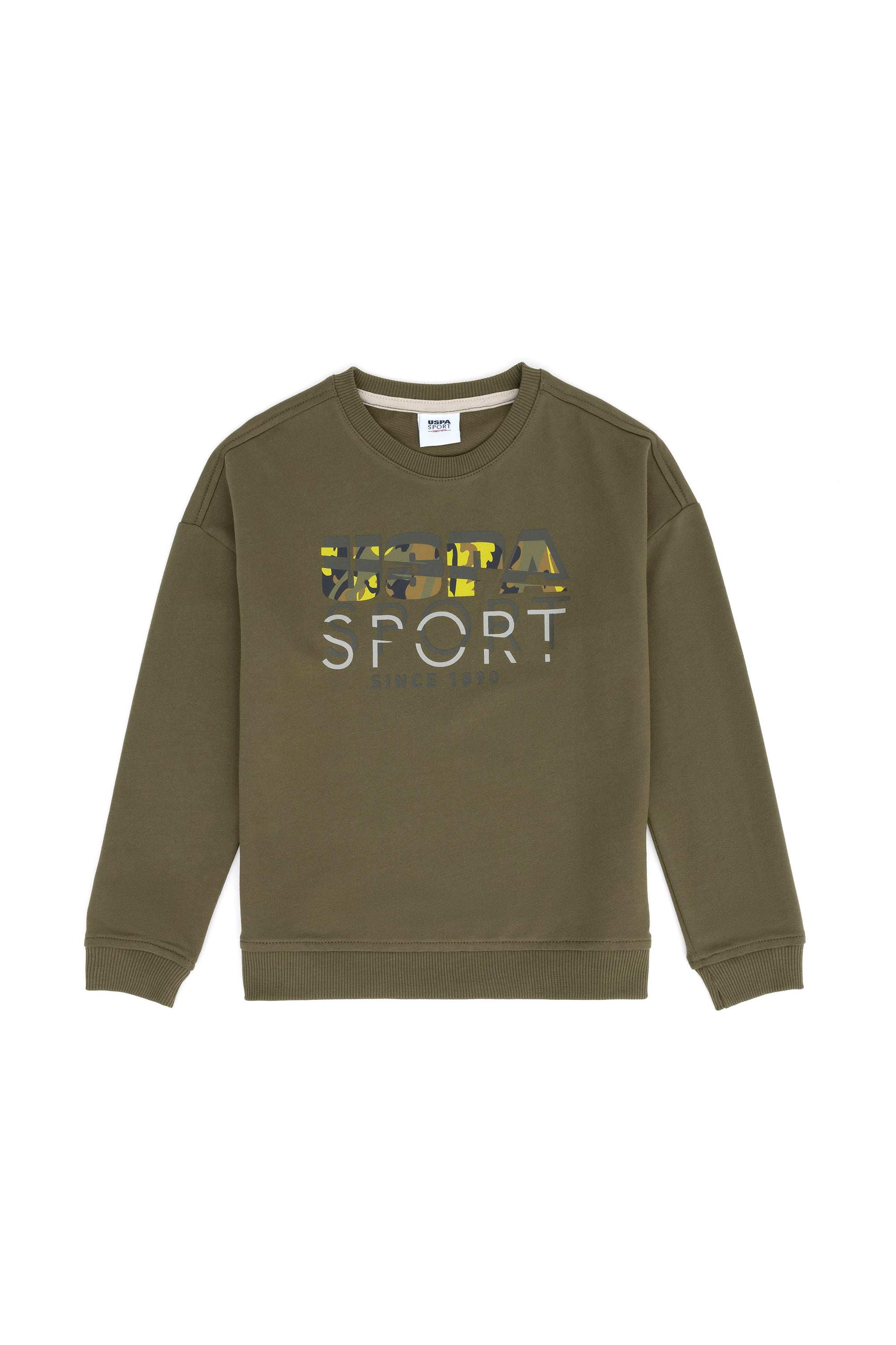 Çocuk Haki Bisiklet Yaka Sweatshirt