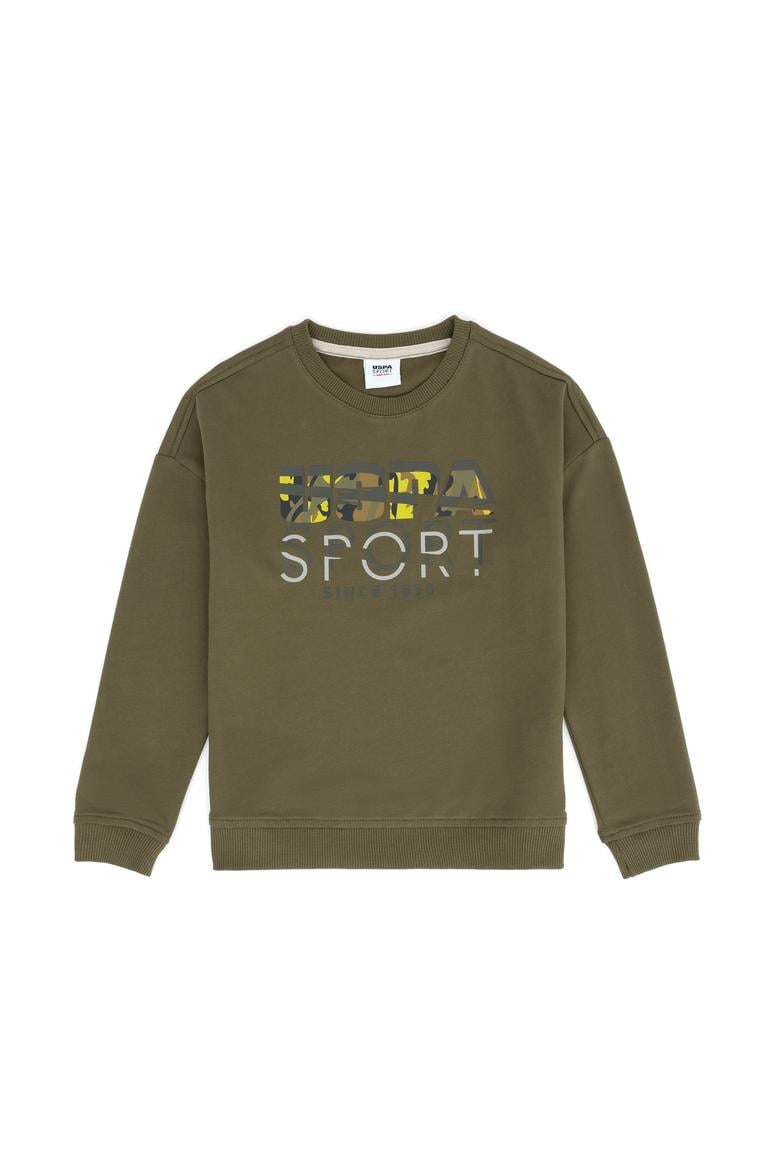 Çocuk Haki Bisiklet Yaka Sweatshirt - 50270740025