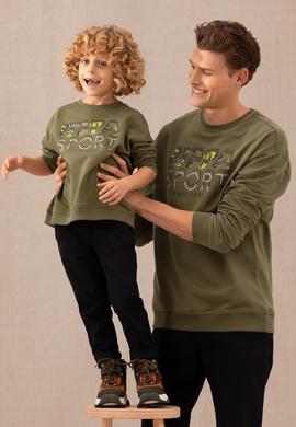 Çocuk Haki Bisiklet Yaka Sweatshirt - 50270740025