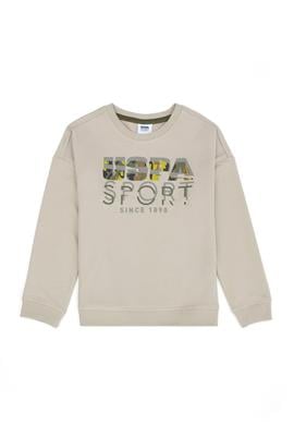 Erkek Çocuk Bej Bisiklet Yaka Sweatshirt - 50270740034