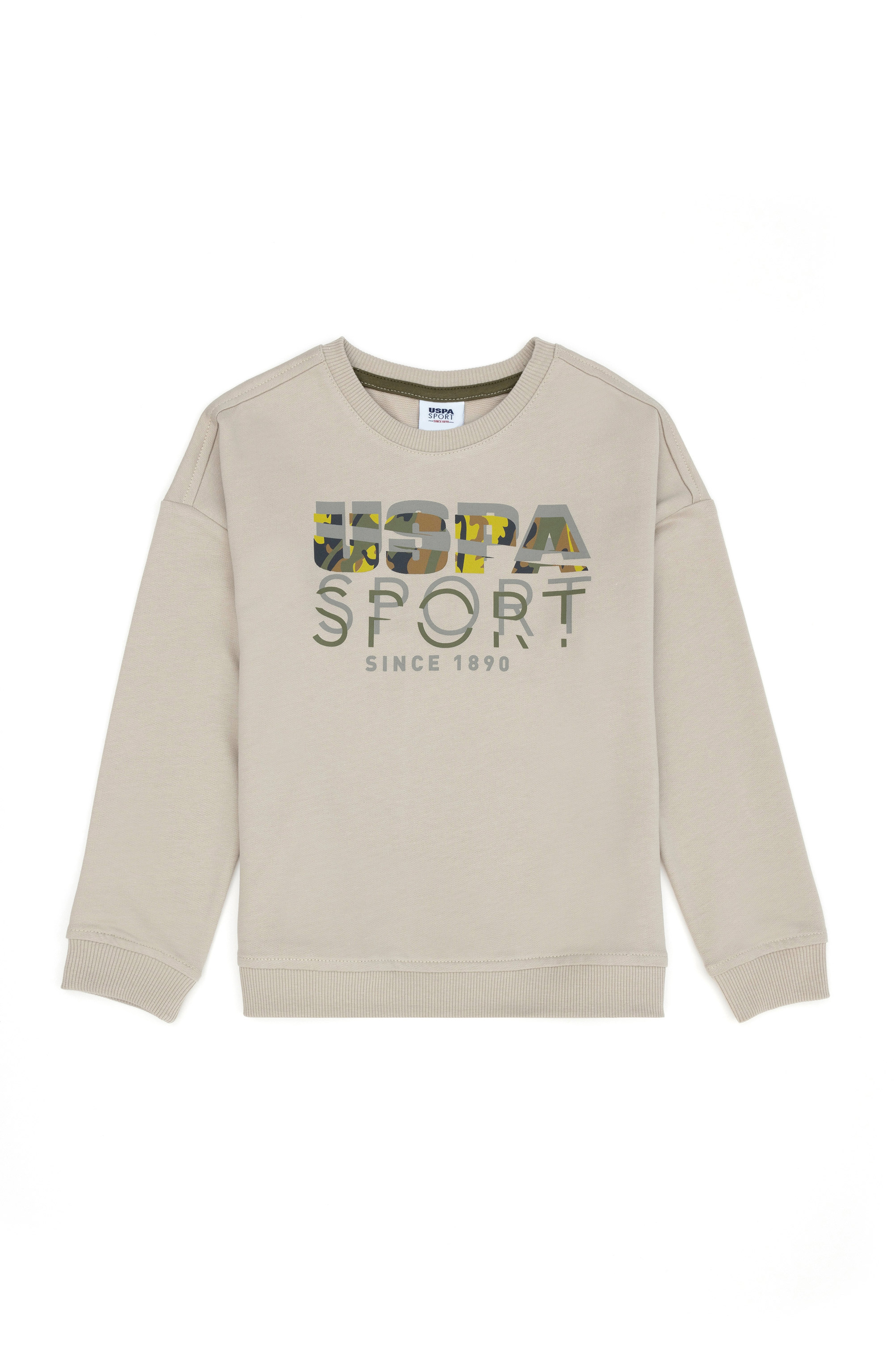 Erkek Çocuk Bej Bisiklet Yaka Sweatshirt - Image 4