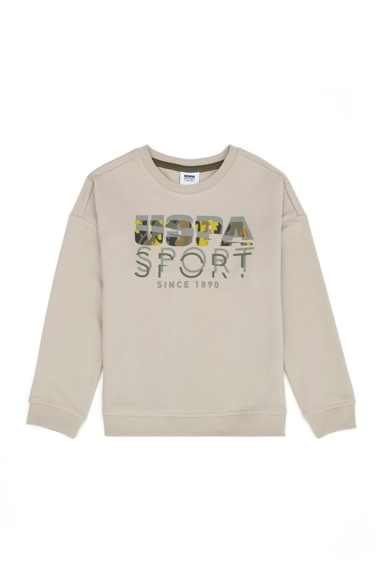 Erkek Çocuk Bej Bisiklet Yaka Sweatshirt - 50270740034