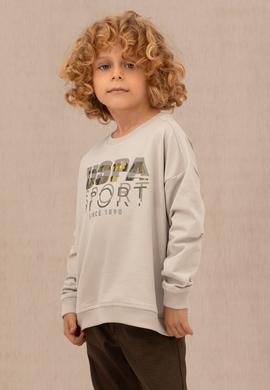 Erkek Çocuk Bej Bisiklet Yaka Sweatshirt - 50270740034