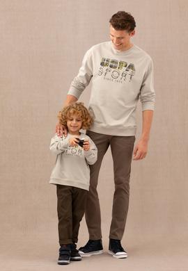 Erkek Çocuk Bej Bisiklet Yaka Sweatshirt - 50270740034