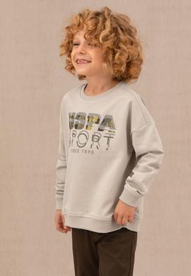 Erkek Çocuk Bej Bisiklet Yaka Sweatshirt - 50270740034