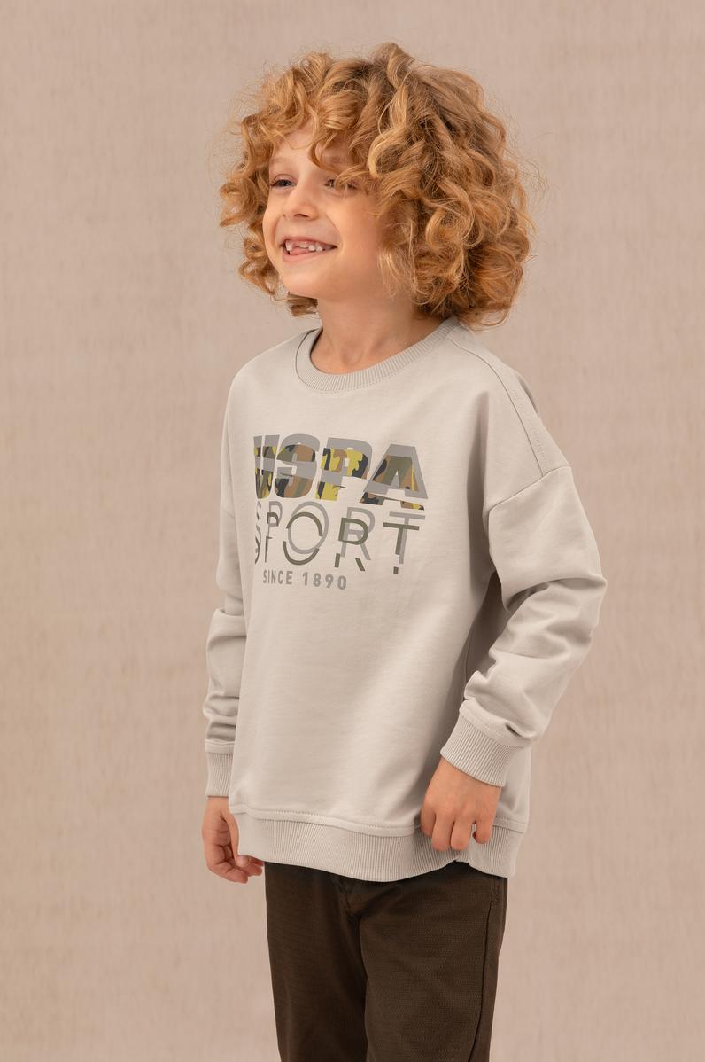 Erkek Çocuk Bej Bisiklet Yaka Sweatshirt