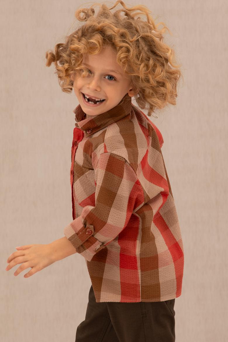 Erkek Çocuk Kiremit Uzun Kollu Gömlek - 50272387024