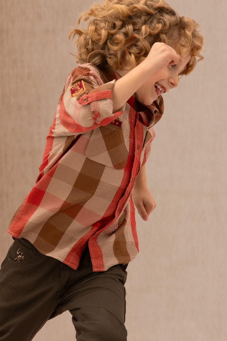 Erkek Çocuk Kiremit Uzun Kollu Gömlek - 50272387024