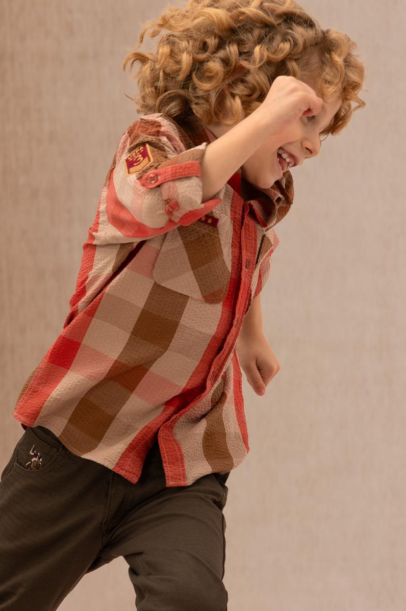 Erkek Çocuk Kiremit Uzun Kollu Gömlek