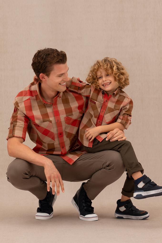 Erkek Çocuk Kiremit Uzun Kollu Gömlek