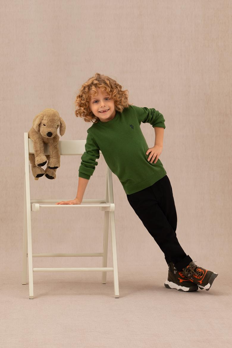 Erkek Çocuk Yeşil Basic Kazak - 50275846058