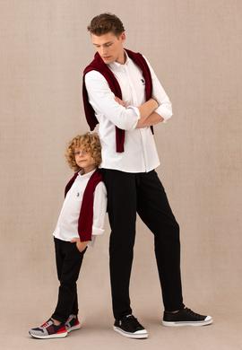 Erkek Çocuk Beyaz Uzun Kollu Basic Gömlek - 50277633006