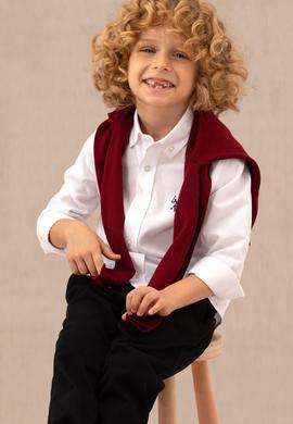 Erkek Çocuk Beyaz Uzun Kollu Basic Gömlek - 50277633006