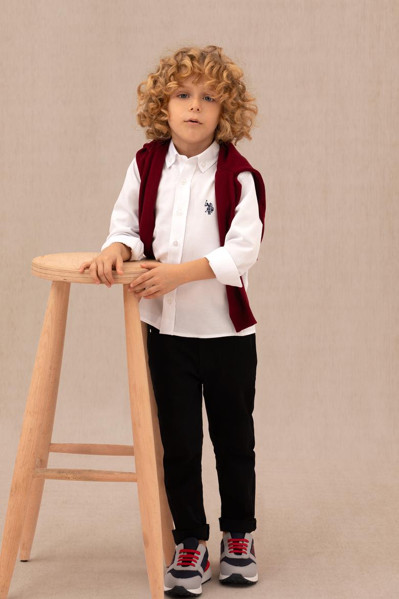 Erkek Çocuk Beyaz Uzun Kollu Basic Gömlek - 50277633006