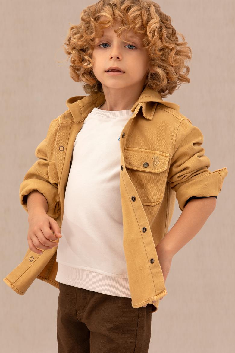 Erkek Çocuk Kum Uzun Kollu Kapüşonlu Gömlek - 50272786001