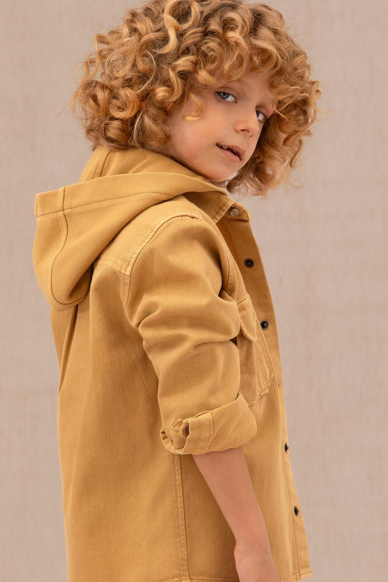 Erkek Çocuk Kum Uzun Kollu Kapüşonlu Gömlek - 50272786001