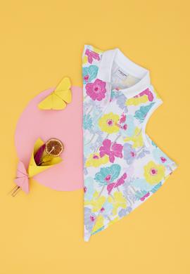 Kız Çocuk Beyaz Polo Yaka Kolsuz Tişört - 50263650001