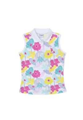 Kız Çocuk Beyaz Polo Yaka Kolsuz Tişört - 50263650001