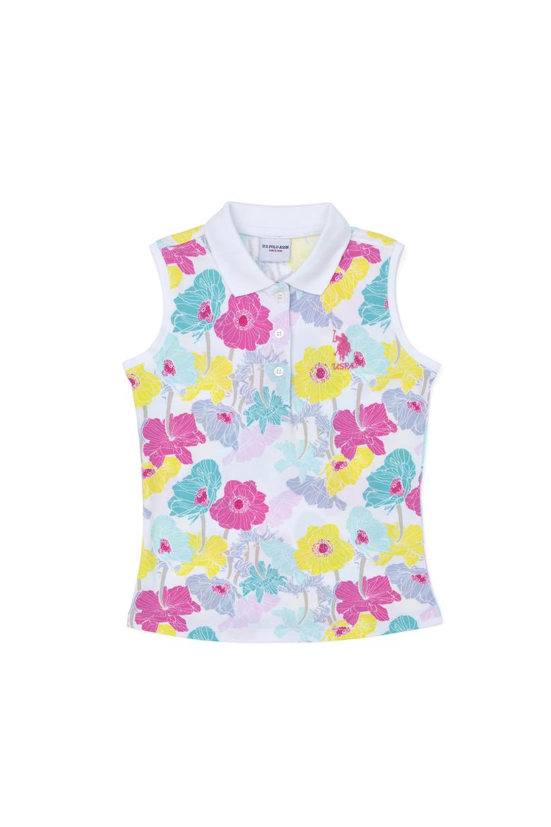 Kız Çocuk Beyaz Polo Yaka Kolsuz Tişört - 50263650001