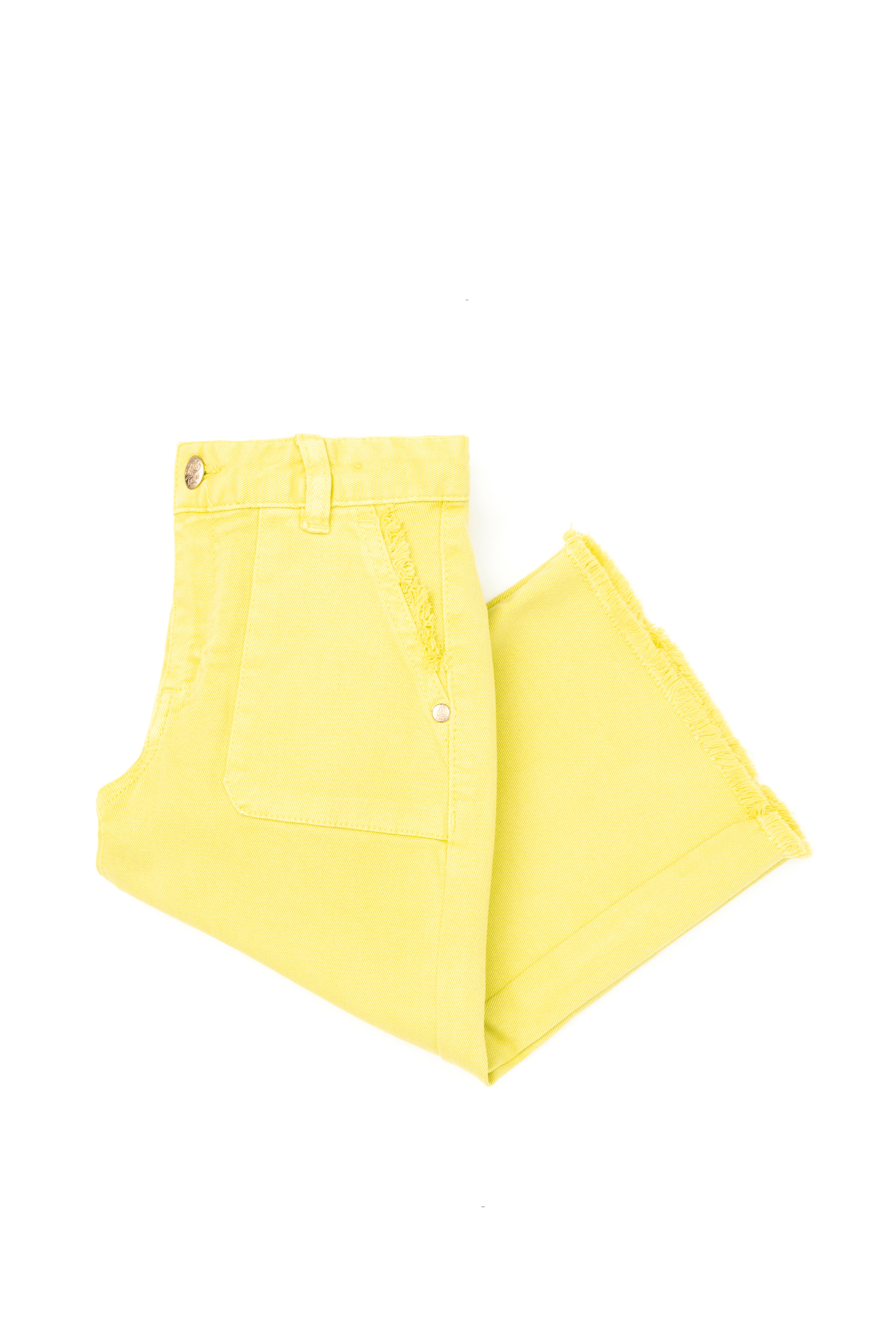Kız Çocuk Neon Sarı Kanvas Pantolon - Image 1