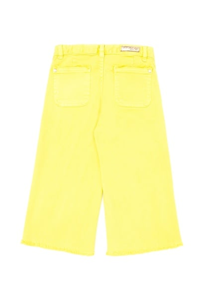 Kız Çocuk Neon Sarı Kanvas Pantolon