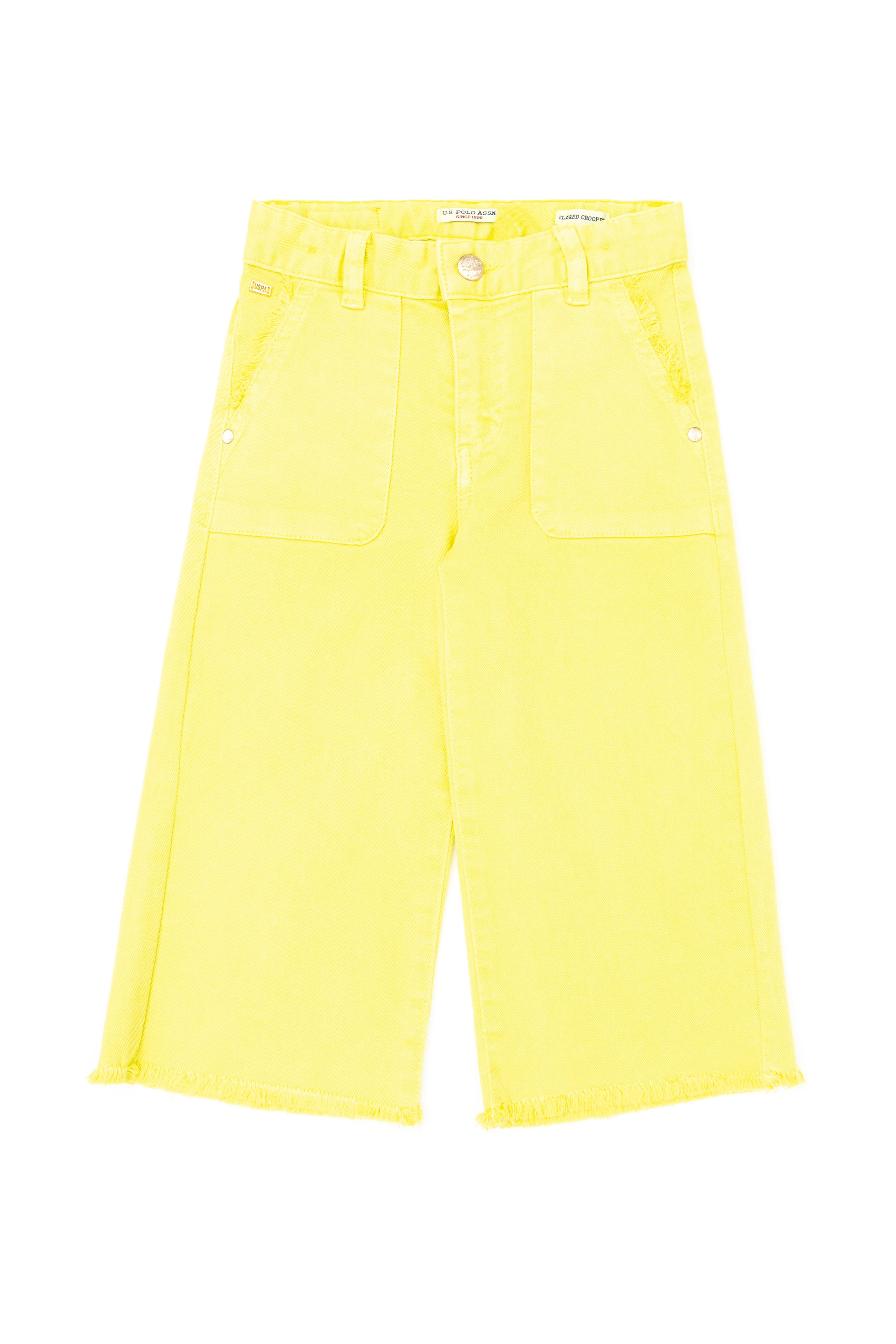 Kız Çocuk Neon Sarı Kanvas Pantolon