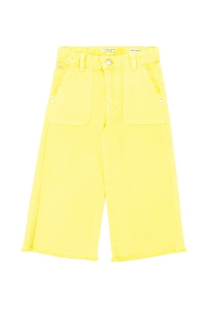 Kız Çocuk Neon Sarı Kanvas Pantolon