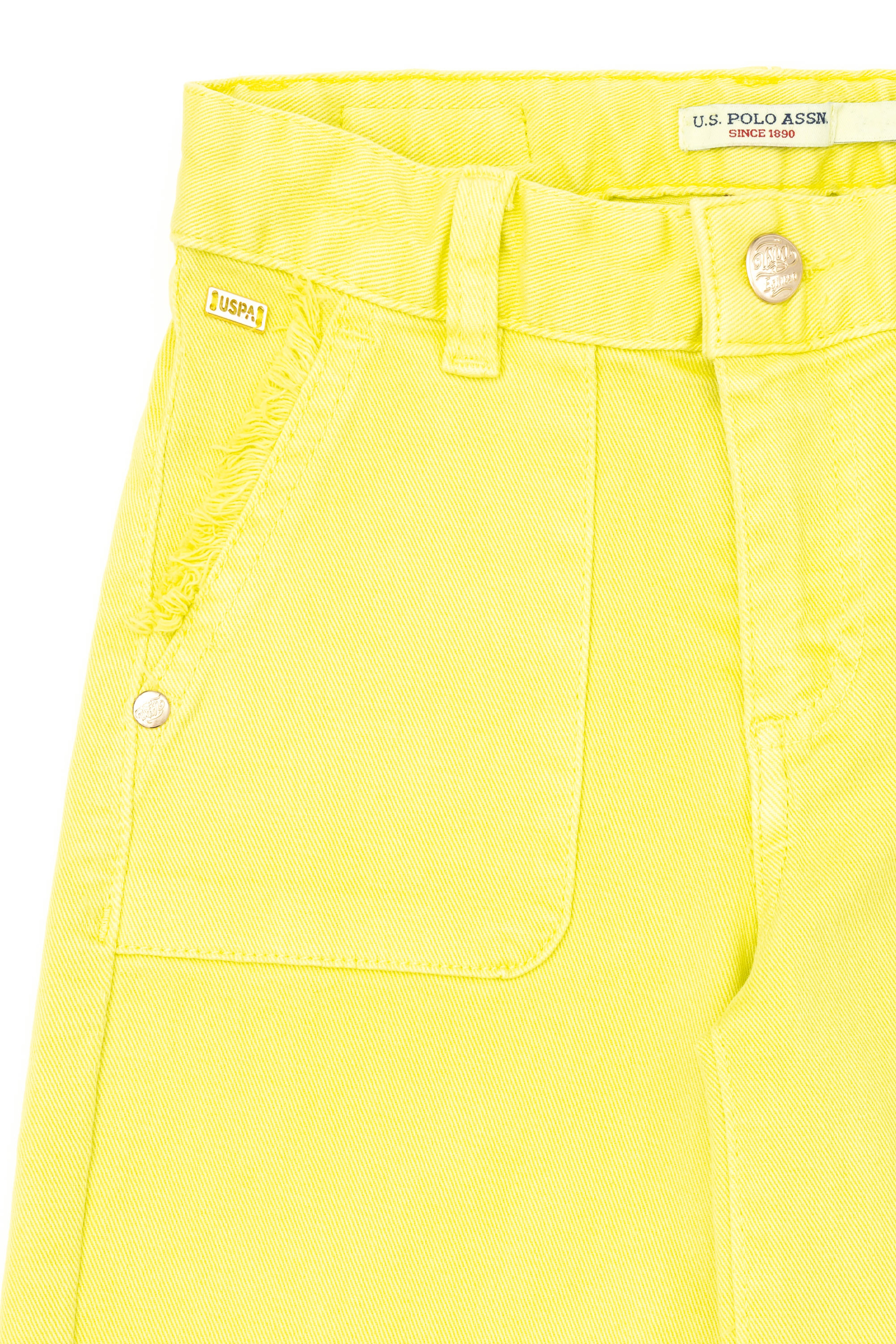 Kız Çocuk Neon Sarı Kanvas Pantolon - Image 4