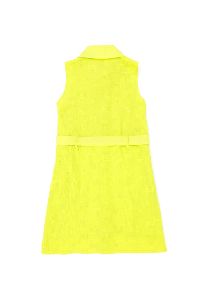 Kız Çocuk Neon Sarı Kolsuz Dokuma Elbise - 50262739015