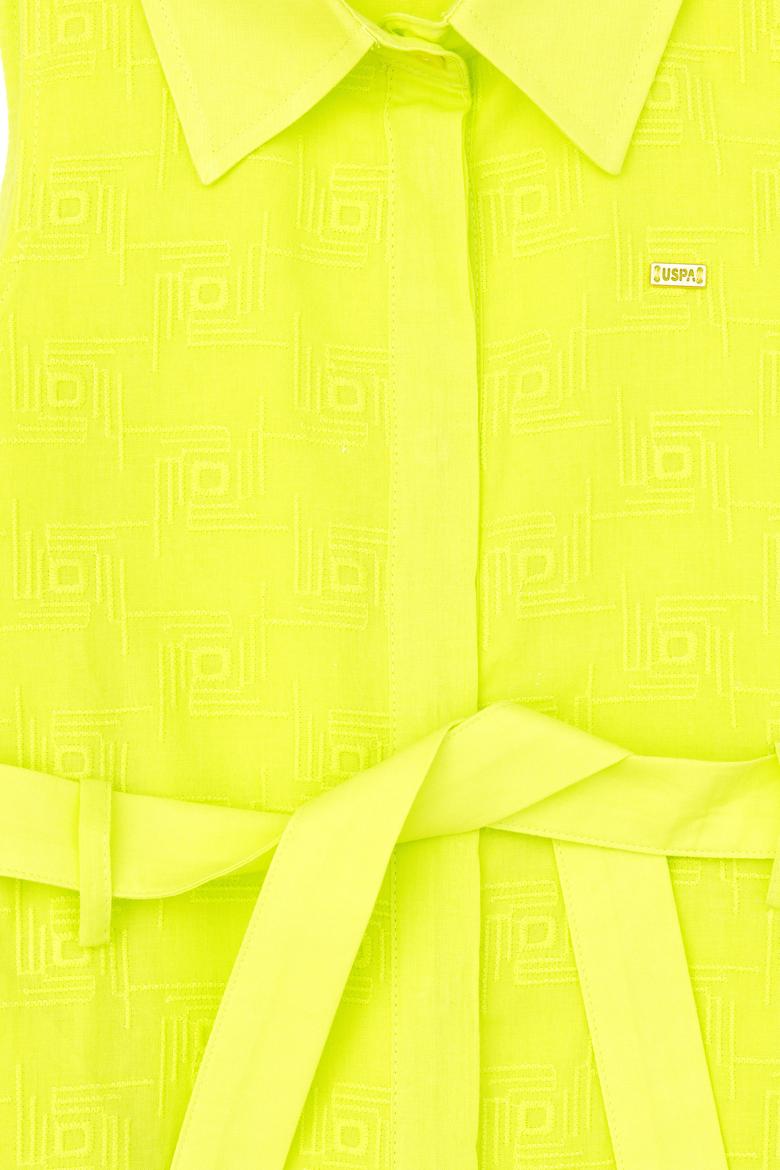 Kız Çocuk Neon Sarı Kolsuz Dokuma Elbise - 50262739015