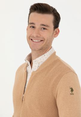 Erkek Kum Melanj Basic Triko Hırka - 50277107041