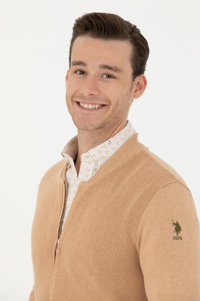 Erkek Kum Melanj Basic Triko Hırka - 50277107041