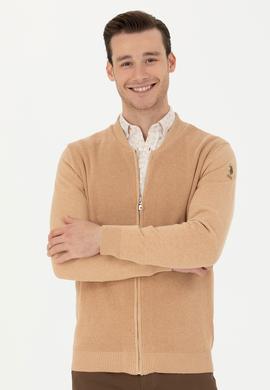 Erkek Kum Melanj Basic Triko Hırka - 50277107041