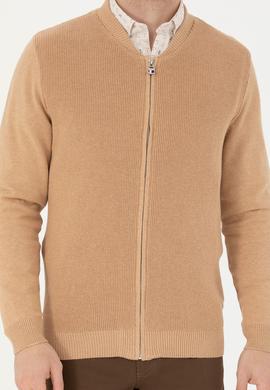 Erkek Kum Melanj Basic Triko Hırka - 50277107041