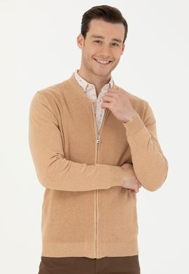 Erkek Kum Melanj Basic Triko Hırka - 50277107041