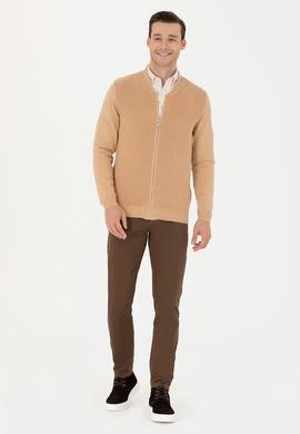 Erkek Kum Melanj Basic Triko Hırka - 50277107041