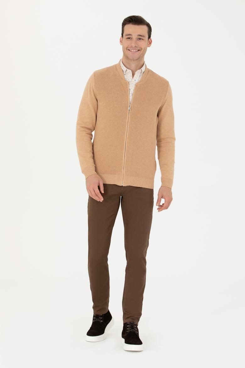 Erkek Kum Melanj Basic Triko Hırka - 50277107041